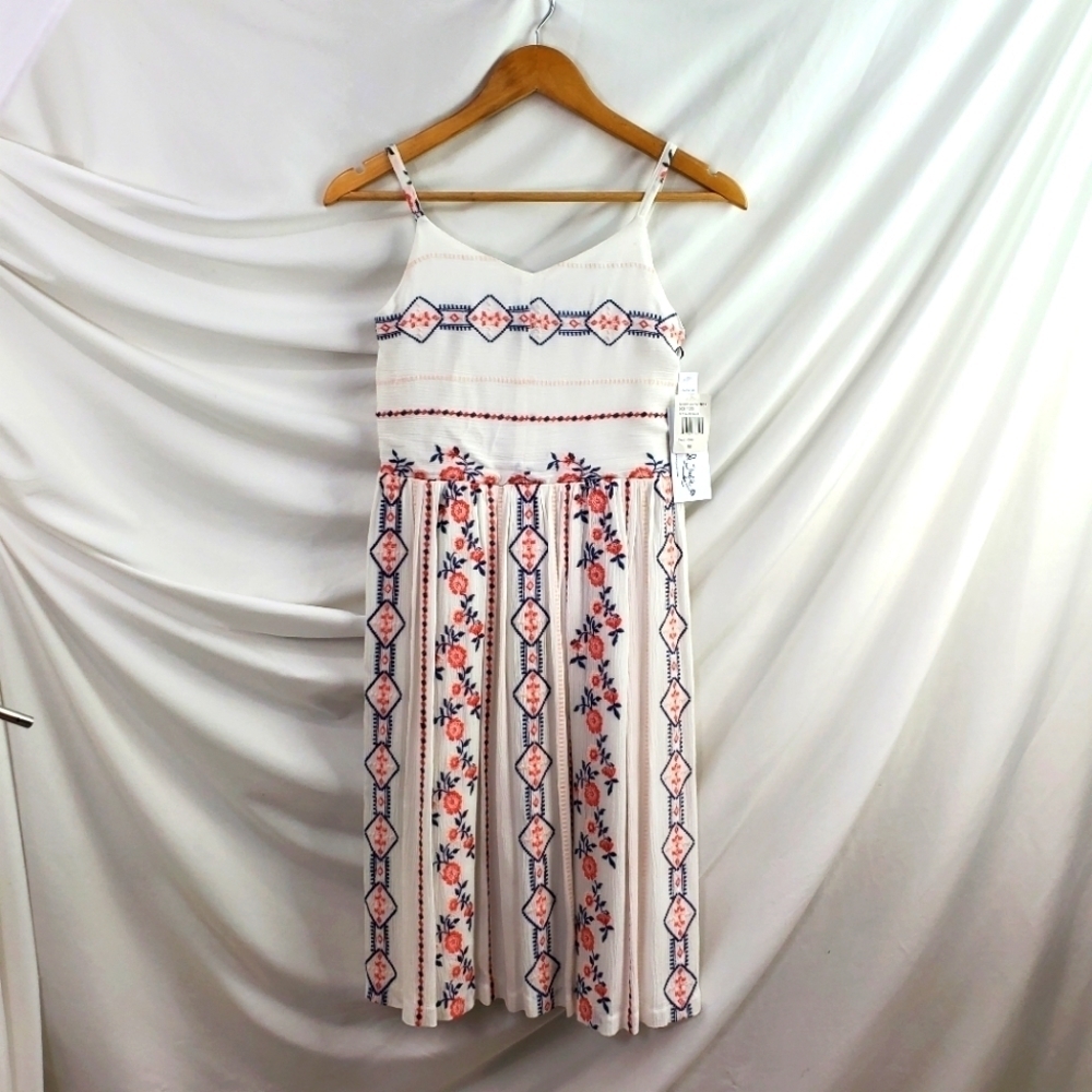 Pippa & Julie White Dress with Pink and Blue Floral Print